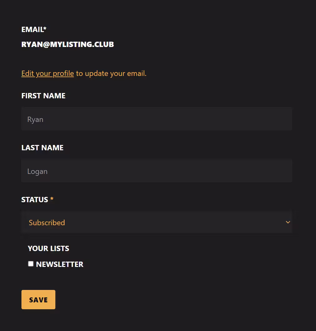 mailpoet subscription management page form css
